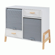 Helloshop26 - Commode meuble de rangement pratique entrée salon chambre 72 x 80 x 40 cm MDF gris 03_0009295 - 3000224613205