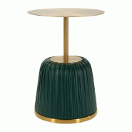 Mauro Ferretti Table Basse Egle Verde - Table Basse Ronde En Métal Et Polyuréthane, Ø 40 X 55 Cm, Finition Verte Et Grise - Collection Glam Line -