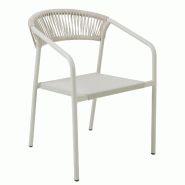 Oviala Business Chaise de jardin aluminium et rotin synthétique avec accoudoirs beige - beige aluminium 115230