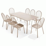 Oviala Business Ensemble table de terrasse et 8 chaises bistrot en acier taupe - gris acier 111557 Oviala Business Ensemble table de terrasse et 8 chaises bistrot en acier taupe - gris acier 111557