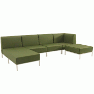 Oviala Business Salon de jardin bas modulable uni 5 places vert kaki Oviala 360 x 153 x 78 cm - vert polyester 115932