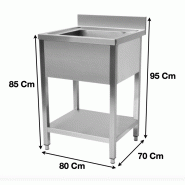 Plonge evier 1 bac avec sous tablette P700 mm - L800 mm - STSK087
