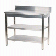 Romux® Table adossée en Acier Inoxydable pour Restauration Murale avec 2 Étagères 1800x600x850 mm | Table de Travail Résistante à la Corrosion -