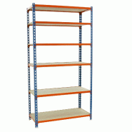 SimonRack Étagère Rangement 2500x1000x300 mm, 6 niveaux, plateaux en bois, charge 150 kg par niveau, Bleu/Orange - Maderclick - métal 8435104955246