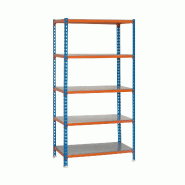 SimonRack Rayonnage métallique, 2000x1100x600 mm, 5 niveaux, tablette métallique, 180 kg au point de flexion, Bleu/Orange/Galvanisé - Simonclick -