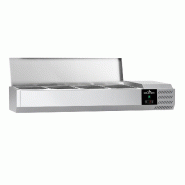 Vitrine à ingrédients réfrigérée 1200x395mm (4x GN1/3) avec couvercle inox PREMIUM - GOLDINOX - gris inox 3701770828906