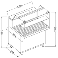 Vitrine snack pour pain vitres basses - 1000x892x1182 mm - vpb10x