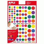 Apli Lot de 10 Etui de 664 gommettes formes assorties, coloris assortis (6 feuilles / cdt) - 8410782132400