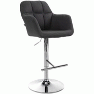 CLP Tabouret de bar Natoma Tissu Noir /Métal chromé - noir textile 322948 CLP Tabouret de bar Natoma Tissu Noir /Métal chromé - noir textile 322948
