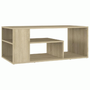 Décoshop26 - Table basse avec étagères design intemporel 100 x 50 x 40 cm bois d'ingénierie couleur chêne DEC038856 - 3000264080333