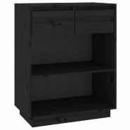Helloshop26 - Armoire console rangement noir 60 x 34 x 75 cm en bois de pin massif finition rustique 02_0048118 - noir Bois massif 3000235120914