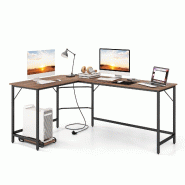Helloshop26 - Bureau d'angle en l 168 x 50 x 74,5 cm avec 2 prises et 2 ports usb design naturel en bois d'ingénierie métal 20_0010893 - métal 3000