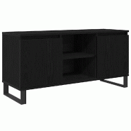 Helloshop26 - Meuble TV rectangulaire moderne ambiant cosy 104 x 35 x 50 cm en bois d'ingénierie noir 02_0052768 - noir métal 3000237580303