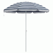 Helloshop26 - Parasol de plage rond 206 x 206 x 212 cm léger et durable design minimaliste en polyester bleu 02_0056701 - bleu métal 3000239658246 Helloshop26 - Parasol de plage rond 206 x 206 x 212 cm léger et durable design minimaliste en polyester bleu 02_0056701 - bleu métal 3000239658246