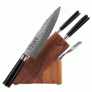 Hezhen - Set de couteaux Damas 5 pièces avec bloc - Série B1Z Classic - multicolore multi-matériau B1Z-H5