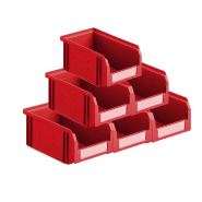 Lot de 50 bacs à bec plastique 1l rouge_0