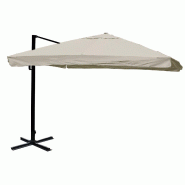 Mendler Parasol de signalisation pour la gastronomie HWC-A96, 3,5x3,5m (Ø4,95m) polyester alu/acier 25kg ~ Flap, gris crème sans support, pivotant -