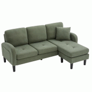 Merax canapé d'angle en L 166 cm avec méridienne flexible, 3 places, velours côtelé, module compact, vert - vert multi-matériau ZR5345G