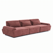 Oviala Business Canapé modulable 3 places dossier ajustable 303 cm rouge brûlé - rouge polyester 115462