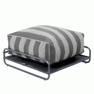 Oviala Business Pouf rayé pour salon de jardin modulable avec structure gris, L 97 x l 97 x h 42 cm Oviala - gris polyester 115368