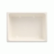 Papstar 200 récipients Gastronorm GN 1/8 en canne à sucre, avec revêtement PLA, carrés, 4,7 cm x 16,5 cm x 12,3 cm, blancs - blanc multi-matériau