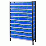 Rayonnage picking avec 50 bacs plastiques bleus de 7L Rayonnage picking avec 50 bacs plastiques bleus de 7L