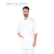 Tunique de travail homme 3/4 blanche 3 poches - Stéphane Remi Confection - 85 cm - Polyester et coton_0