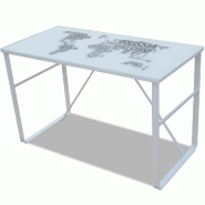 VidaXL Bureau rectangulaire avec motif de carte du monde Modèle Atlas Office Élite - verre 241162