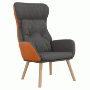 VidaXL Chaise de relaxation Gris foncé Tissu et PVC Modèle Vega Executive Bois - 341302 VidaXL Chaise de relaxation Gris foncé Tissu et PVC Modèle Vega Executive Bois - 341302