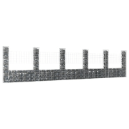 Vidaxl panier de gabion en forme de u avec 6 poteaux fer 620x20x150 cm 151286