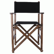 WellHome - Fauteuil director structure noyer avec toile noire 51x46x86 cm - noir WH13269