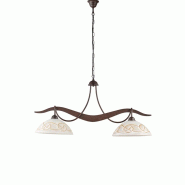 BeLight Lustre Bilbao fer noir, déco rouille, diffuseurs verre d.30 blanc et ambre, 2 lumières 89x30 cm, design artisanal - noir 8057724580853