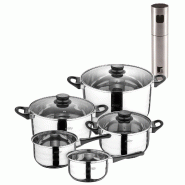 BERGNER - Batterie de cuisine 8 pcs 16/18/20/24/28cm compatible induction avec Pulvérisateur d'Huile/Vinaigre Ø4x17,5cm, en Acier Inoxydable - multi