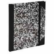 Cahier Marbré 17x22 192p./96 feuilles 90 g/m² brochées, élastique de fermeture, coloris blanc, ligné - 3370440272013