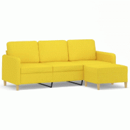 Canapé à 3 places avec repose-pieds Jaune clair 180 cm Tissu Modèle Orion Master Frame - 8721012061644