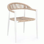 Chaise avec accoudoir Jandia blanc SA27/beige 56 x 60 x 78 cm - par 4
