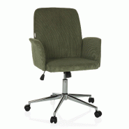 Chaise de bureau / Chaise pivotante / Chaise coque SOLAO CORD tissu vert foncé hjh OFFICE - vert plastique 621985