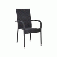 Chaise de jardin Margarita Rotin synthétique noir – MTF – Empilable – 3EXN0028