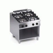 Cuisinière gaz 4 feux, structure inox, brûleurs fonte, thermocouple sécurité, plan embouti, 80x90x85 cm, Made in Italy X4CUG10VVS - 4729