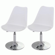 Décoshop26 - Lot de 2 chaises de salle à manger pivotantes réglable en hauteur PVC blanc piètement chromé 04_0000272 - blanc 3000252318981 Décoshop26 - Lot de 2 chaises de salle à manger pivotantes réglable en hauteur PVC blanc piètement chromé 04_0000272 - blanc 3000252318981