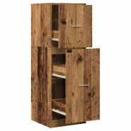 Helloshop26 - Armoire d'apothicaire multifonctionnelle rangement 40 x 41 x 118 cm finition vintage en bois d'ingénierie vieux bois 02_0050644 - méta