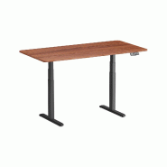 KIMEX - Bureau motorisé assis-debout 150x75cm, Plateau noyer à bords arrondis/Pied noir - plastique 3700685427907