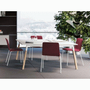 Table de réunion carrée Pop Woody avec piètement acier et bois massif Table de réunion carrée Pop Woody avec piètement acier et bois massif