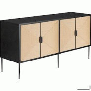 TecTake GmbH tectake Buffet JUNA portes effet jute avec 2 compartiments de rangement noir/marron - 405894 - noir Bois massif 405894 TecTake GmbH tectake Buffet JUNA portes effet jute avec 2 compartiments de rangement noir/marron - 405894 - noir Bois massif 405894
