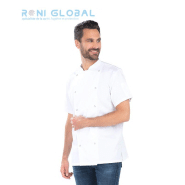 Veste de cuisine homme manches courtes - 2 poches, JIM REMI CONFECTION - Ref Blanc 4929B0 / Noir 4929C410_0