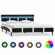 VidaXL Cadre de lit avec LED sans matelas noir 140x200 cm similicuir Modèle Yermonel - 280304
