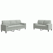 VidaXL Ensemble de canapés 2 pcs et coussins et traversins velours Modèle Lantana - 3278411