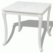 VidaXL Table à manger 80x80x76 cm blanc brillant Modèle Zenith Chic - Bois manufacturé 243382
