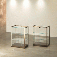 Vitrine T-Métal comptoir 75x45xH95cm 2 bandes LED verticales - bronze