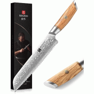 XinZuo - Couteau à pain Damas - Série B37 Lan - multicolore multi-matériau B37-MB